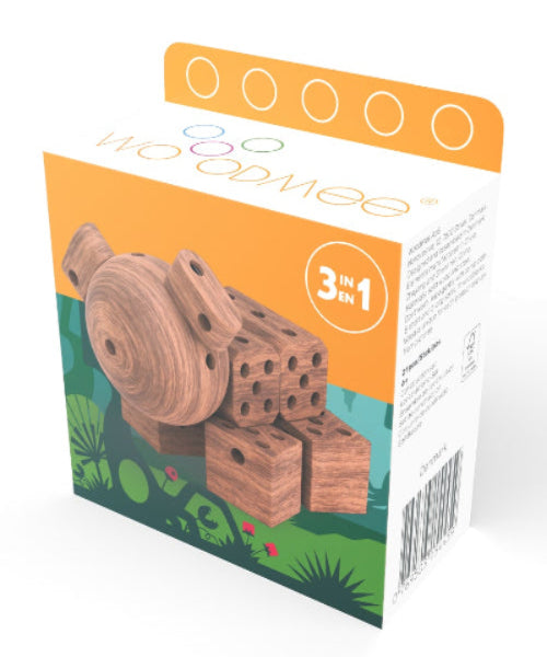 Dansk design TraeByggesaet - Kreativt Legetoej For Børn 6 år æske med 3 modeller