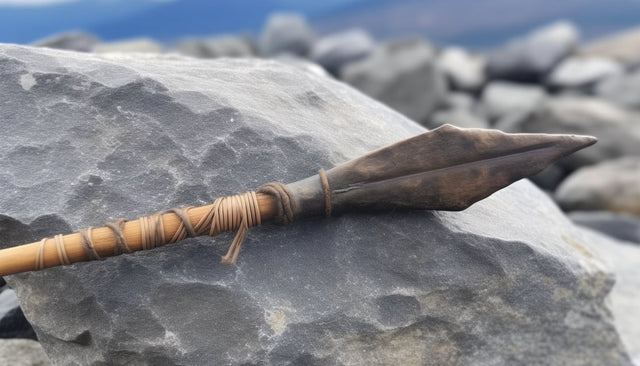 fline pil der ligger pae en sten