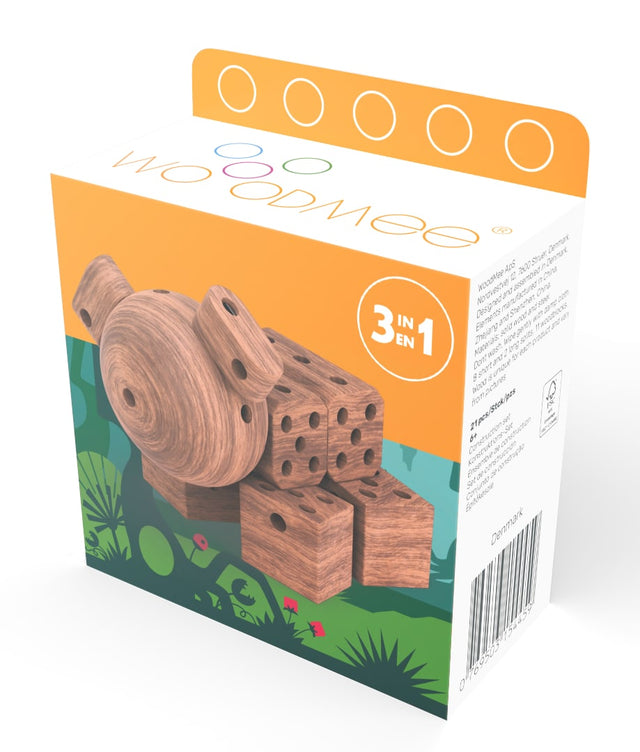 Dansk design TraeByggesaet - Kreativt Legetoej For Børn 6 år æske med 3 modeller